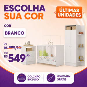 FRETE GRÁTIS – Quarto Completo Trevalla Móveis Pom Pom 3 Peças