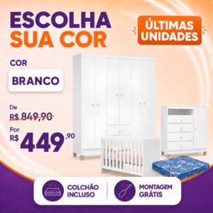 FRETE GRÁTIS – Quarto De Bebê Completo Ternura Baby 4 Peças